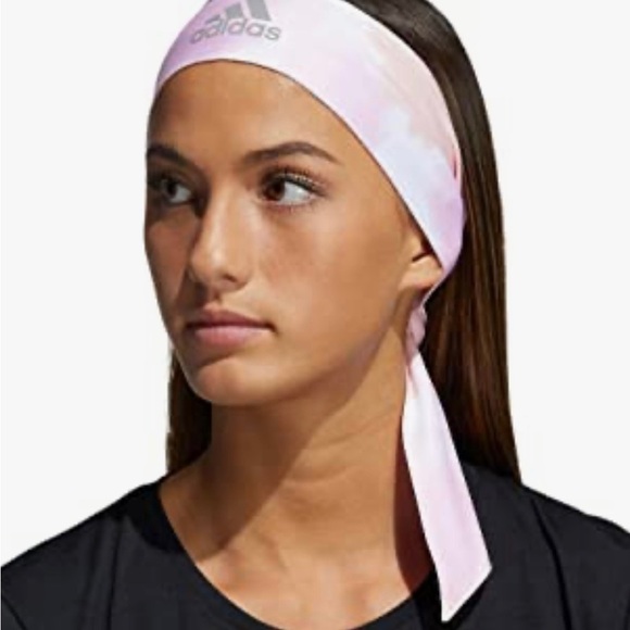 Adidas Alphaskin Tie Headband, Hazy Rose/White, One Size-NWT-Factory Sealed - Picture 7 of 7